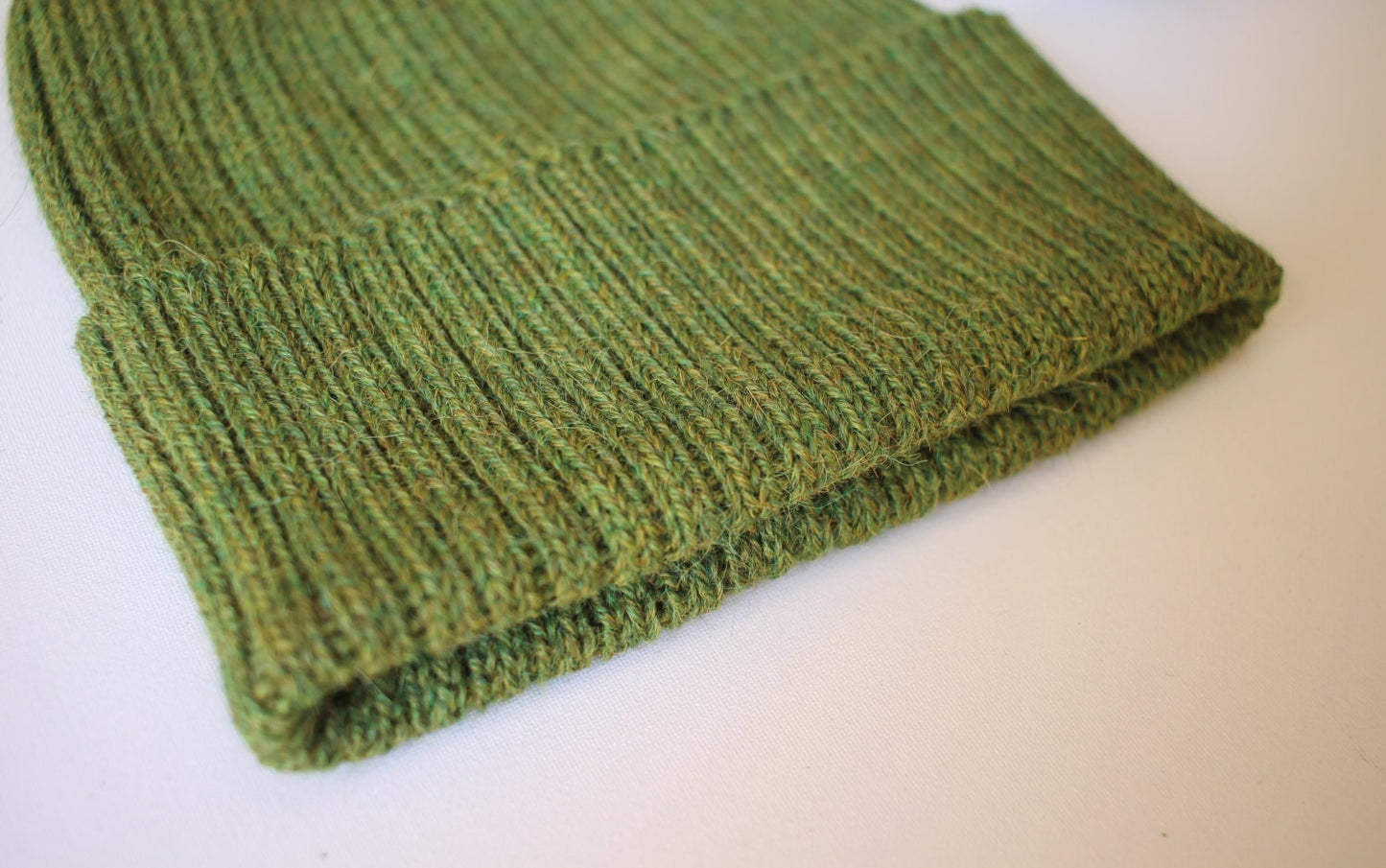 Dark Olive Green Beanie Hat for Adults. Unisex Design. 100% Alpaca - Handcrafted in Scotland. Knitted Alpaca Watch Cap/ Fisherman's Beanie