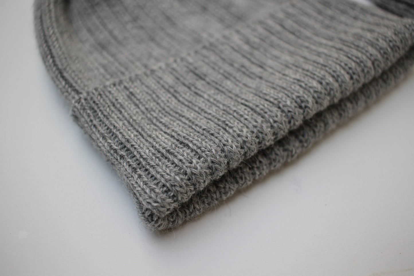 Light Grey Unisex Beanie Hat. 100% Alpaca - Handcrafted in Scotland. Knitted Alpaca Watch Cap/ Fisherman's Beanie