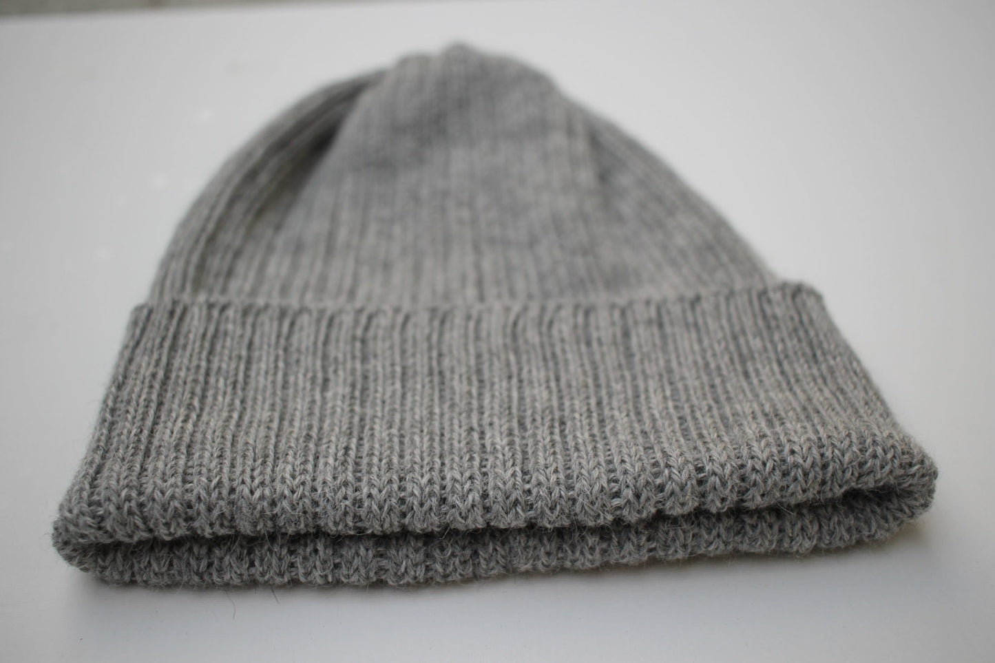 Light Grey Unisex Beanie Hat. 100% Alpaca - Handcrafted in Scotland. Knitted Alpaca Watch Cap/ Fisherman's Beanie