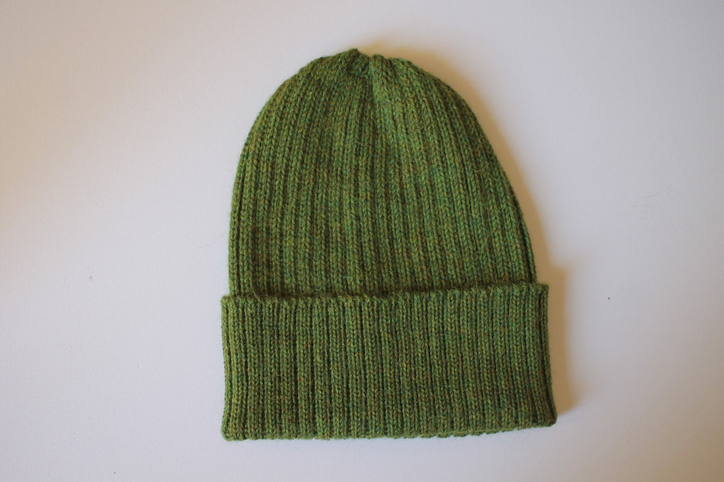 Dark Olive Green Beanie Hat for Adults. Unisex Design. 100% Alpaca - Handcrafted in Scotland. Knitted Alpaca Watch Cap/ Fisherman's Beanie