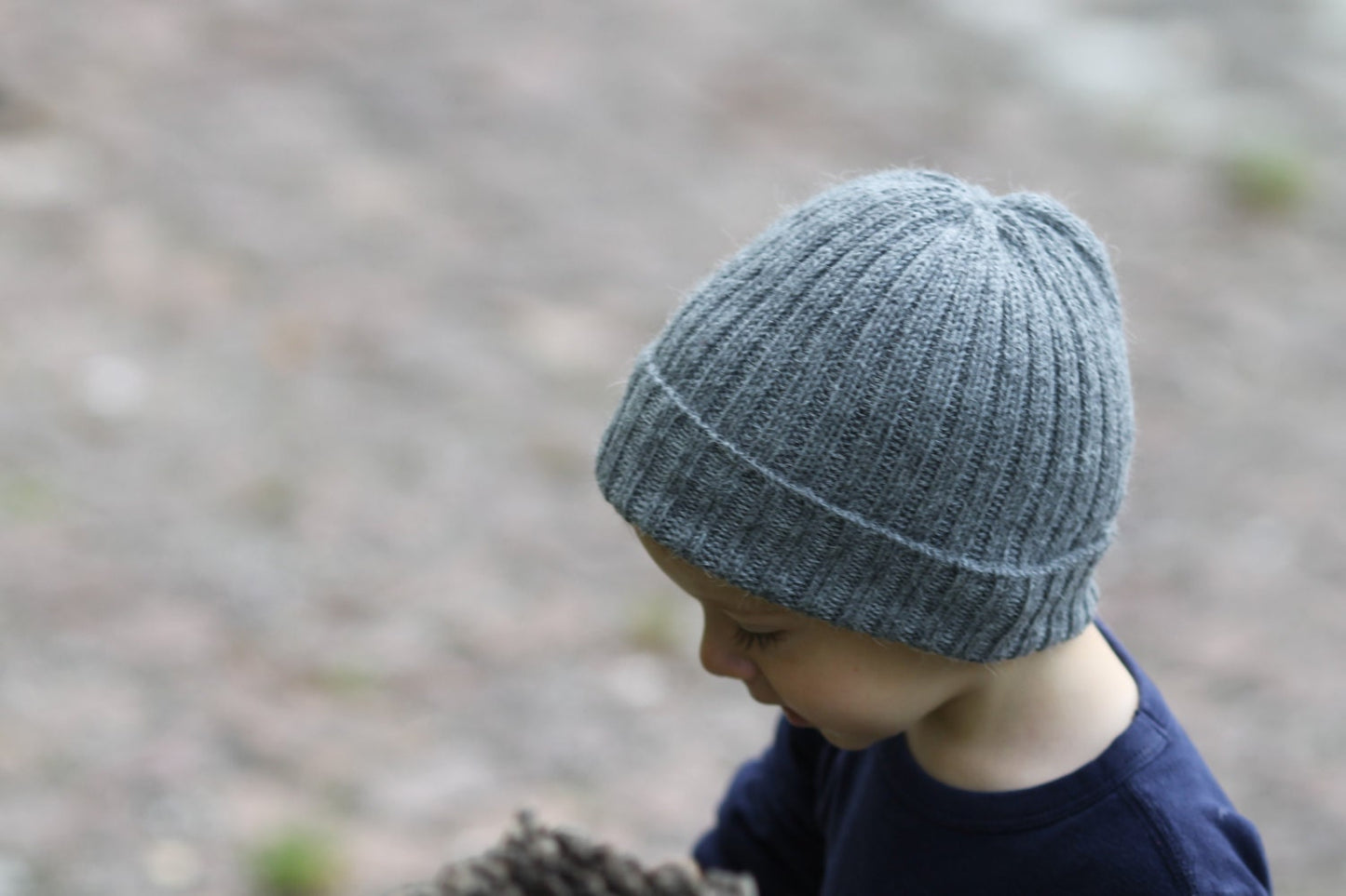 Medium grey matching parent & child beanie set of 2 hats. 100% Alpaca - Handcrafted in Scotland. Twinning Knitted Watch Caps.