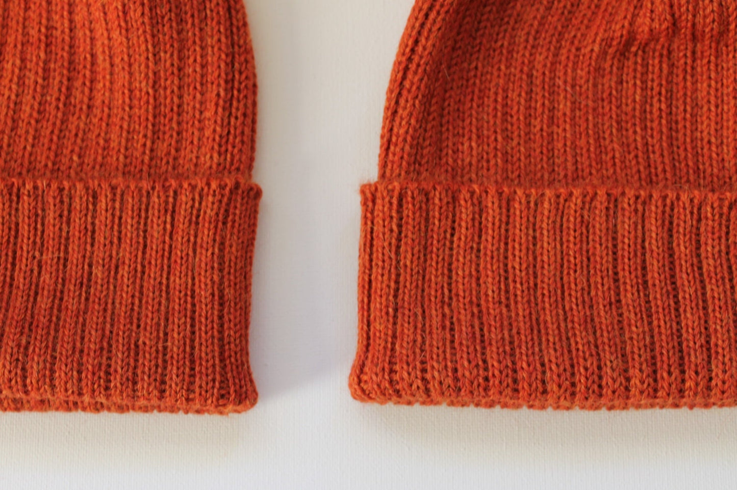 Rust/ Burnt Orange Coloured Parent & Child Unisex Set of 2 Knitted Hats. 100% Alpaca - Handcrafted in Scotland. Twinning Watch Caps.