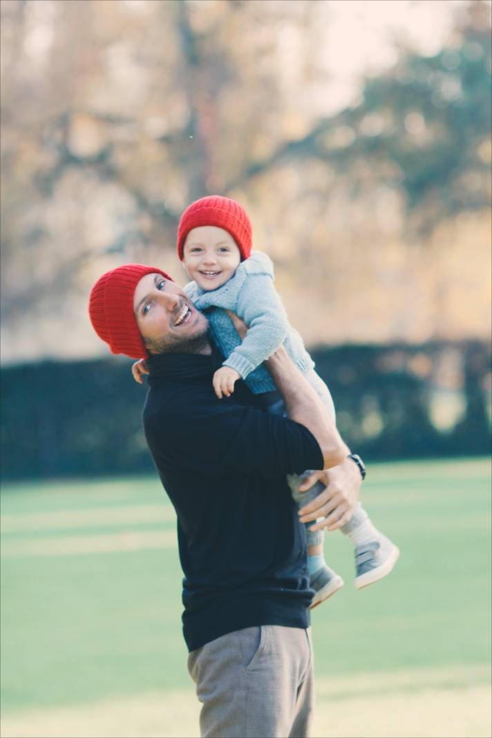 Red matching parent & child set of 2 beanie hats. 100% Alpaca - Handcrafted in Scotland. Knitted watch caps. Team Zissou fisherman's beanies