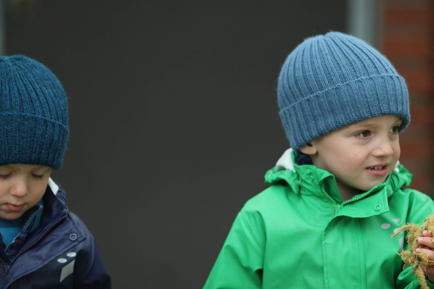 Light petrol blue knitted alpaca beanie hat for babies, toddlers and children. Handcrafted in Scotland. Unisex design. Knitted watch cap