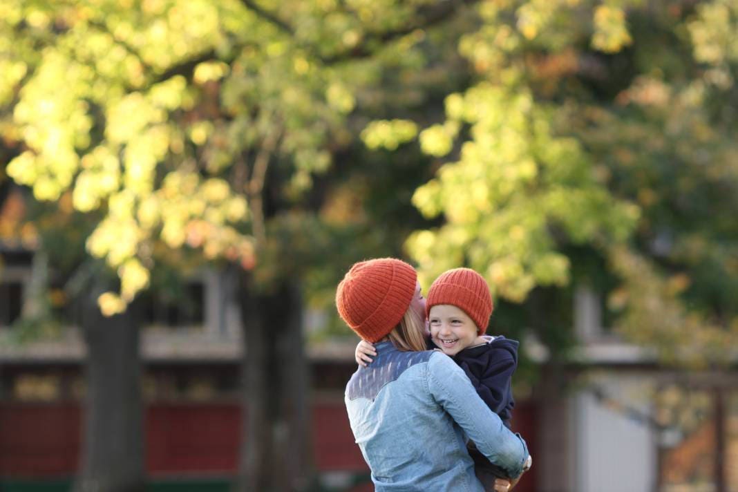 Rust/ Burnt Orange Coloured Parent & Child Unisex Set of 2 Knitted Hats. 100% Alpaca - Handcrafted in Scotland. Twinning Watch Caps.