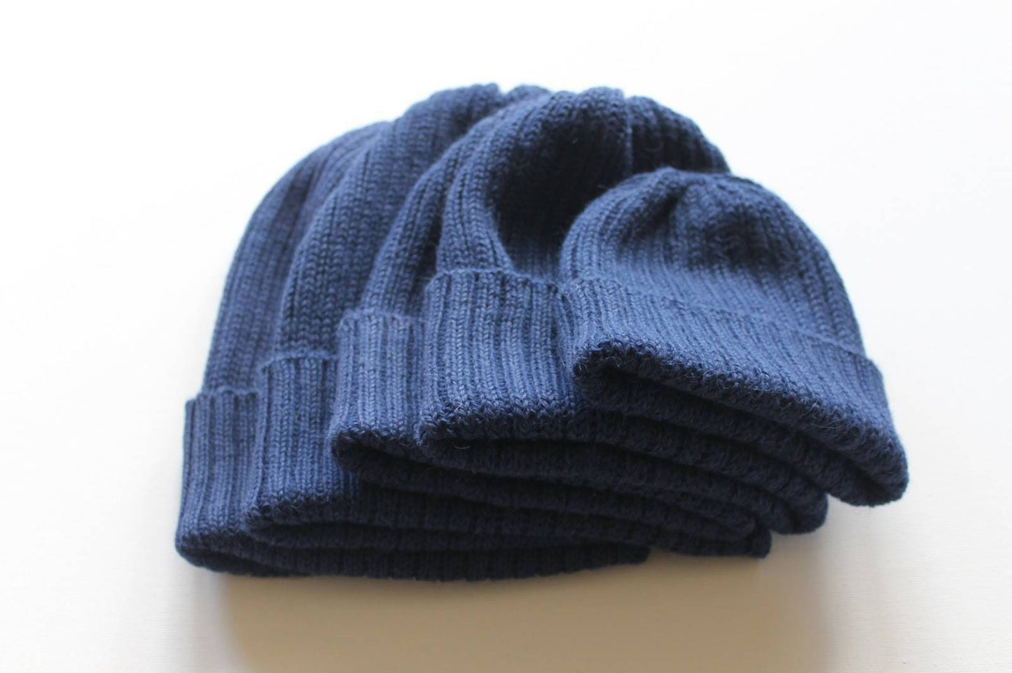 Unisex 2x2 Rib Beanie for Adults in Navy Blue. 100% Alpaca - Handcrafted in Scotland. Knitted Alpaca Watch Cap/ Fisherman's Beanie