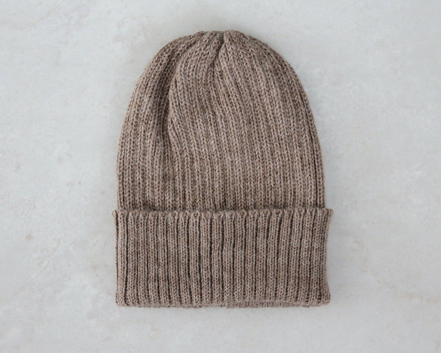 Cafe au lait Knitted Fisherman's Beanie Hat for Adults. Handcrafted in Scotland. Unisex oatmeal/ beige watch cap.