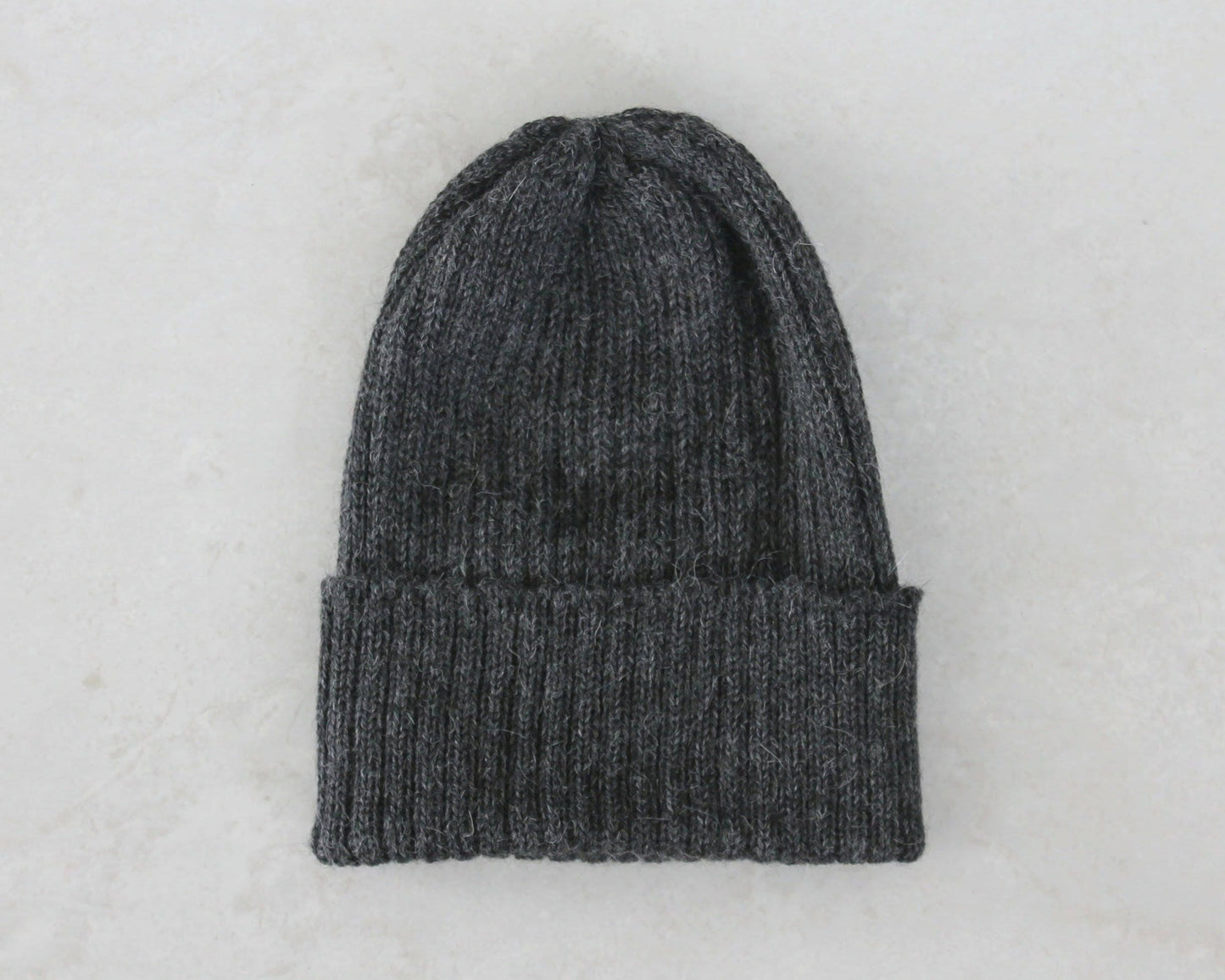 Charcoal Grey Unisex Adult Beanie Hat. 100% Alpaca - Handcrafted in Scotland. Knitted Grey Watch Cap/ Fisherman's Beanie