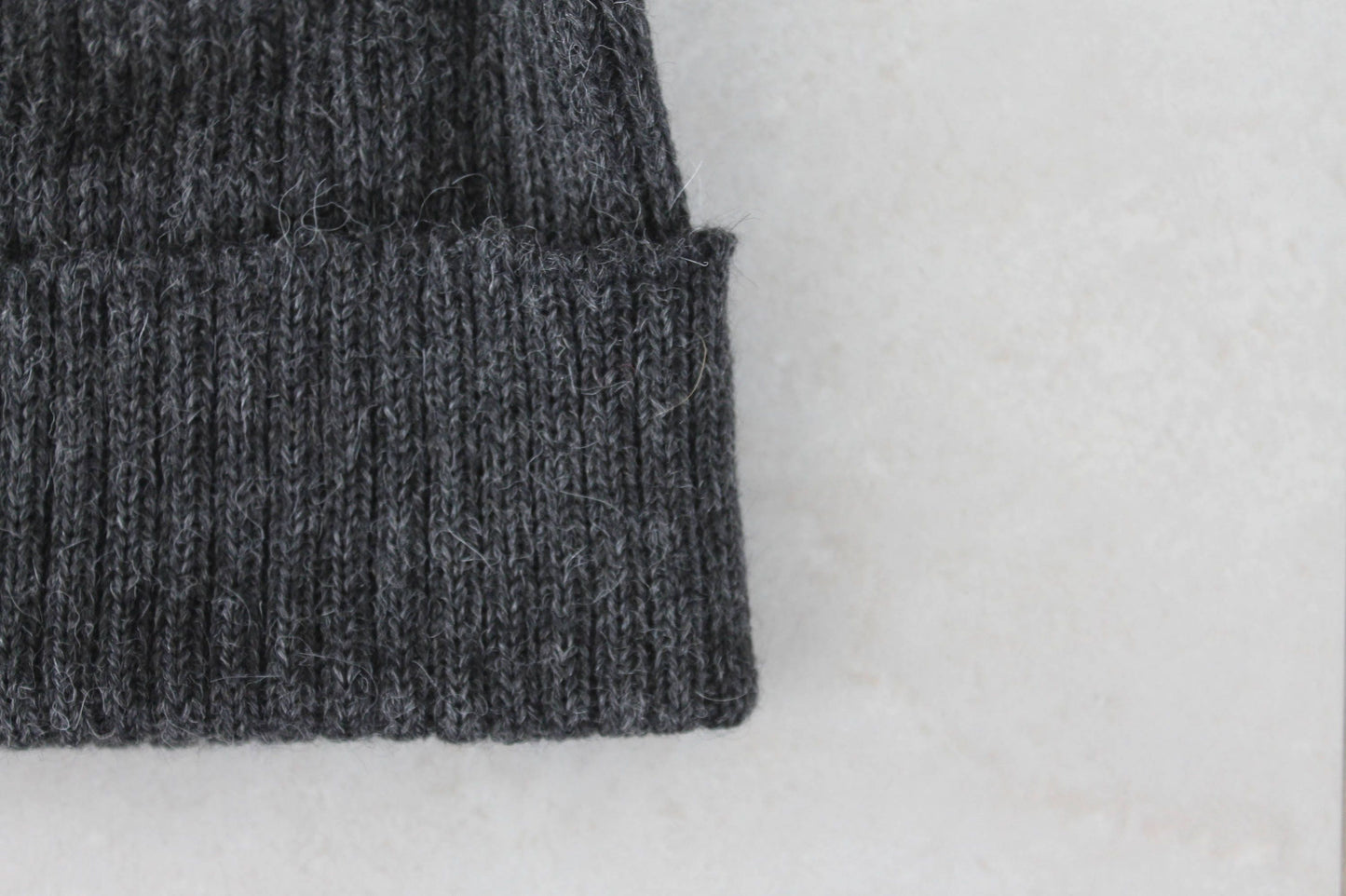 Charcoal Grey Unisex Adult Beanie Hat. 100% Alpaca - Handcrafted in Scotland. Knitted Grey Watch Cap/ Fisherman's Beanie