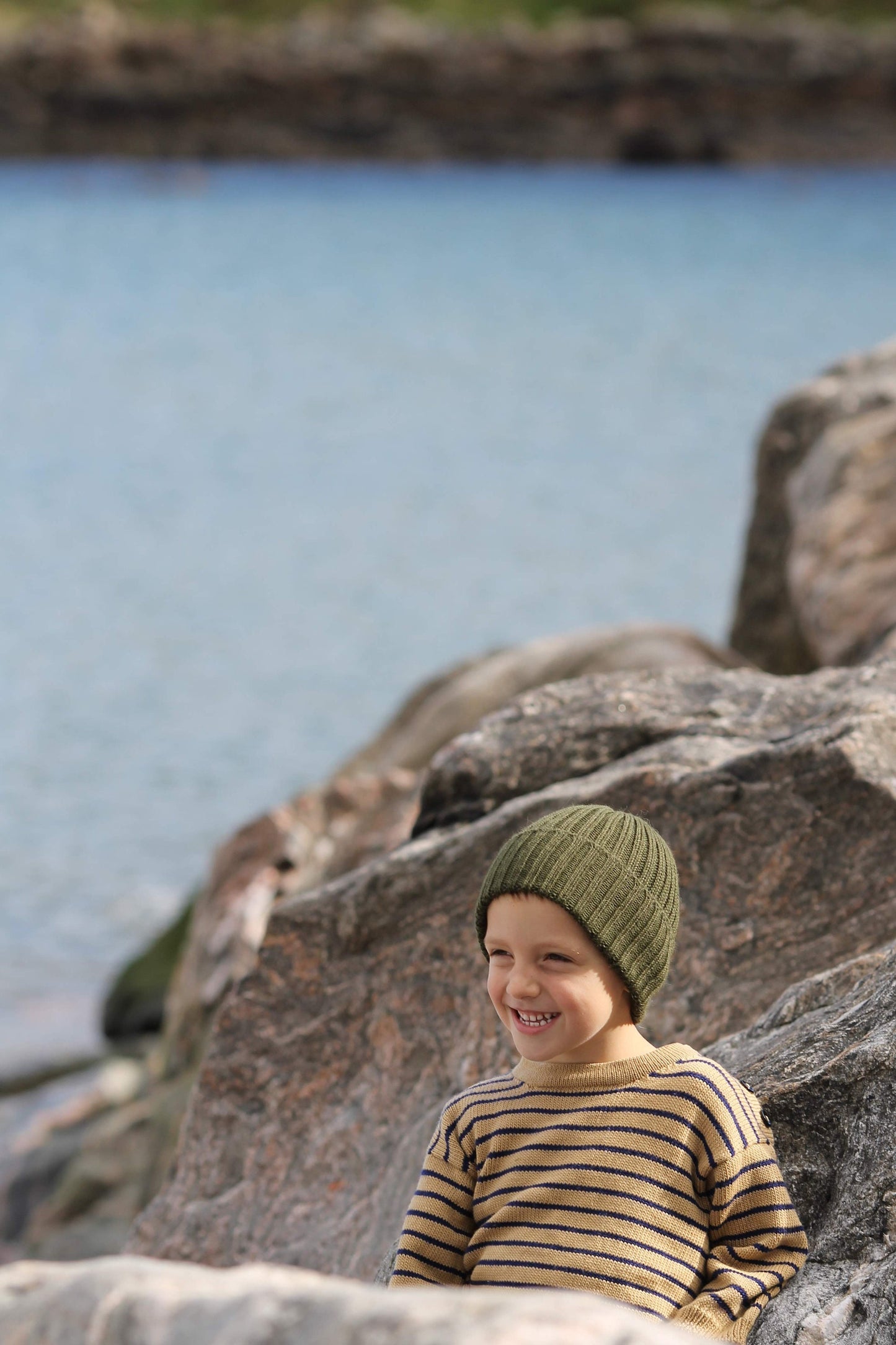 Forest Green Beanie for Babies & Children. 100% Alpaca Hat. Handcrafted in Scotland. Knitted Unisex Children's Fisherman's Watch Cap.