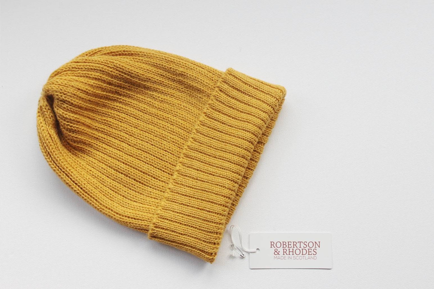 Mustard-Yellow Fisherman's Beanie Hat for Adults. 100% Alpaca