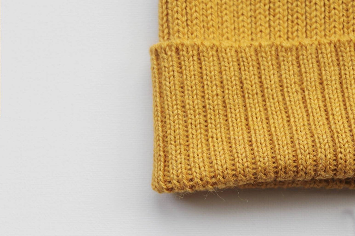 Mustard-Yellow Fisherman's Beanie Hat for Adults. 100% Alpaca