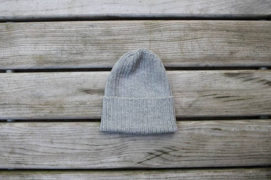 Light Grey Unisex Beanie Hat. 100% Alpaca - Handcrafted in Scotland. Knitted Alpaca Watch Cap/ Fisherman's Beanie