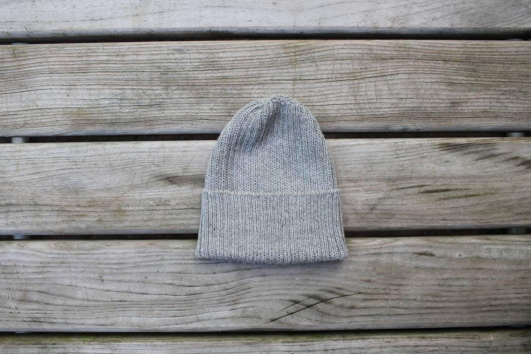 Light grey knitted alpaca beanie hat for babies, toddlers and children. Handcrafted in Scotland. Newborn gift.