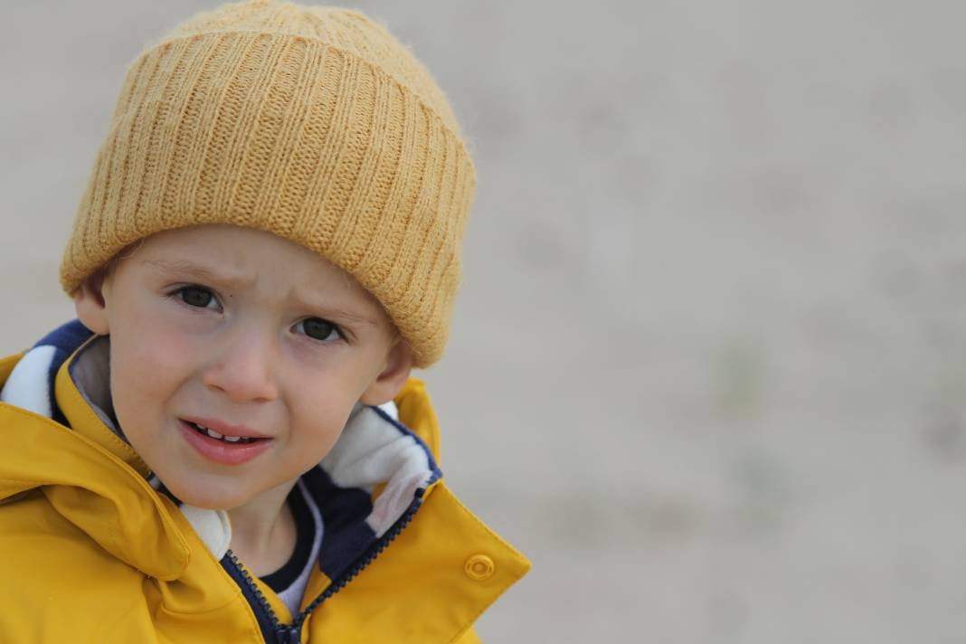 Mustard-Yellow knitted 100% alpaca beanie hat for babies, toddlers & children. Handcrafted in Scotland. Unisex watch cap.