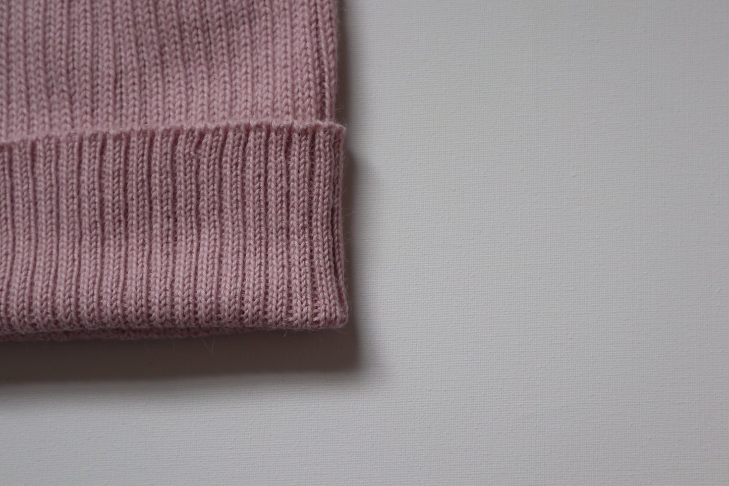 Dusty Pink Adult Beanie. 100% Alpaca - Handcrafted in Scotland. Knitted Unisex 2 x 2 ribbed beanie hat.