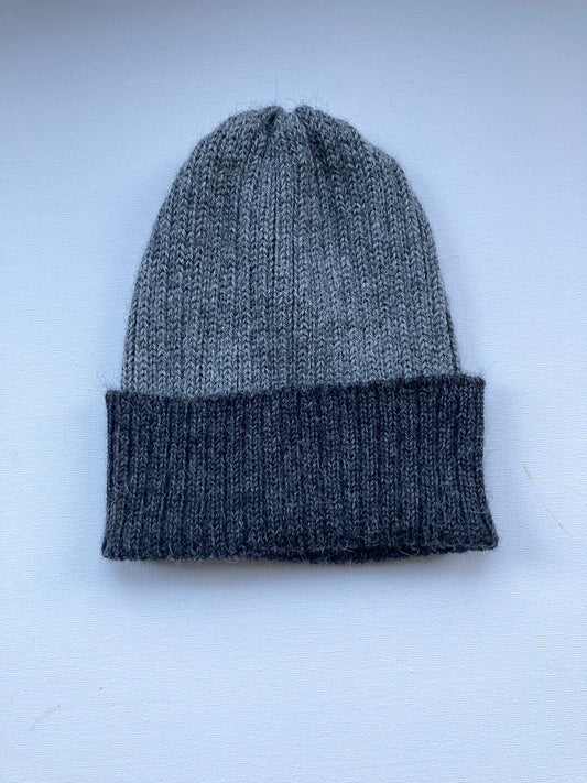 Charcoal & Medium Grey Unisex Adult Beanie Hat