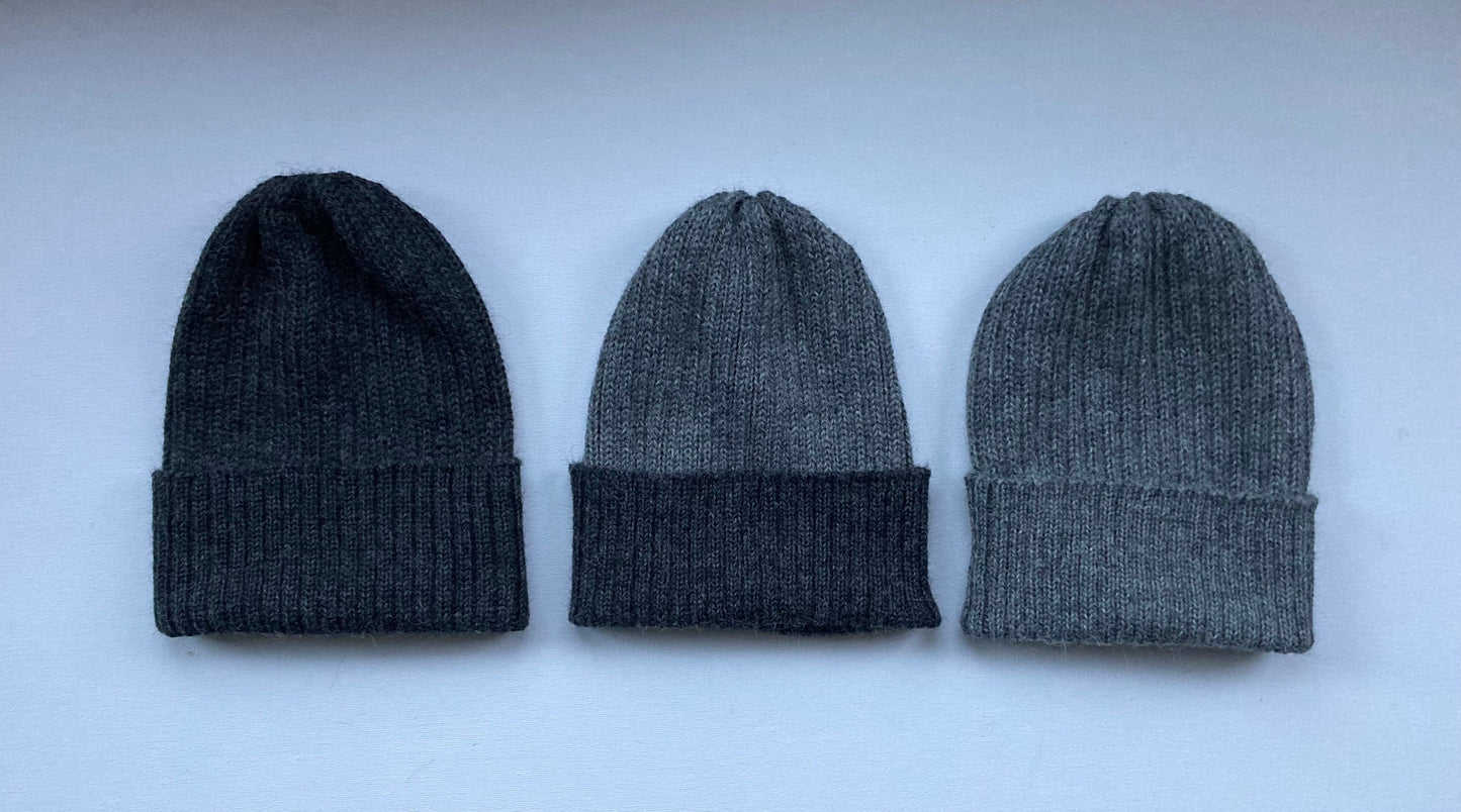 Charcoal & Medium Grey Unisex Adult Beanie Hat