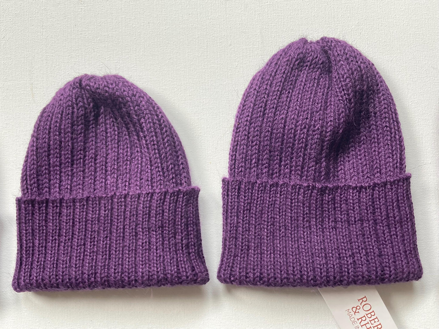 Dark purple Style Beanie Hat for Babies & Children. 100% Alpaca. Handcrafted in Scotland. Knitted children's watch cap/ fisherman's beanie.