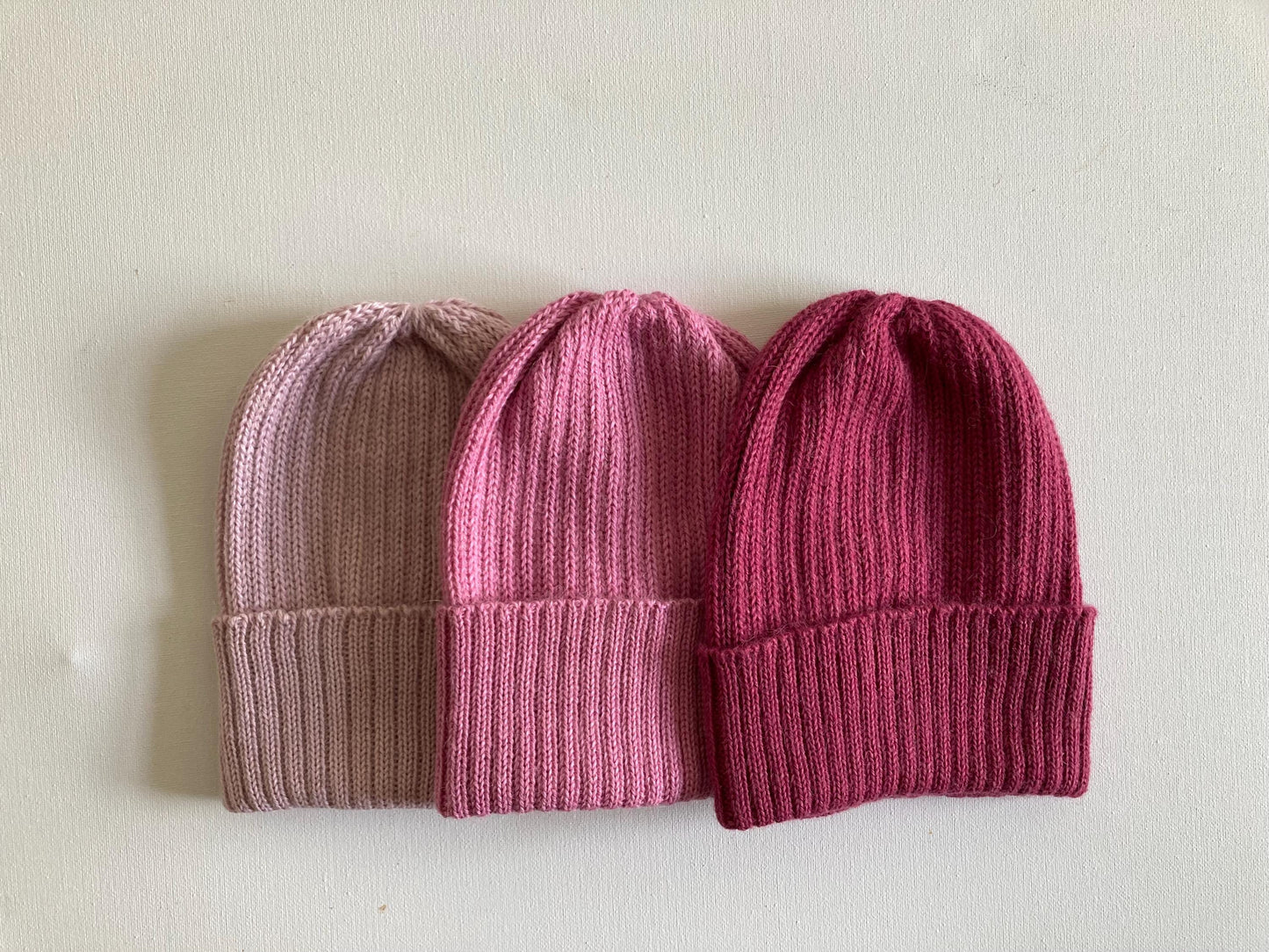 Bright Pink Adult Beanie. 100% Alpaca - Handcrafted in Scotland. Knitted Unisex 2 x 2 ribbed beanie hat.