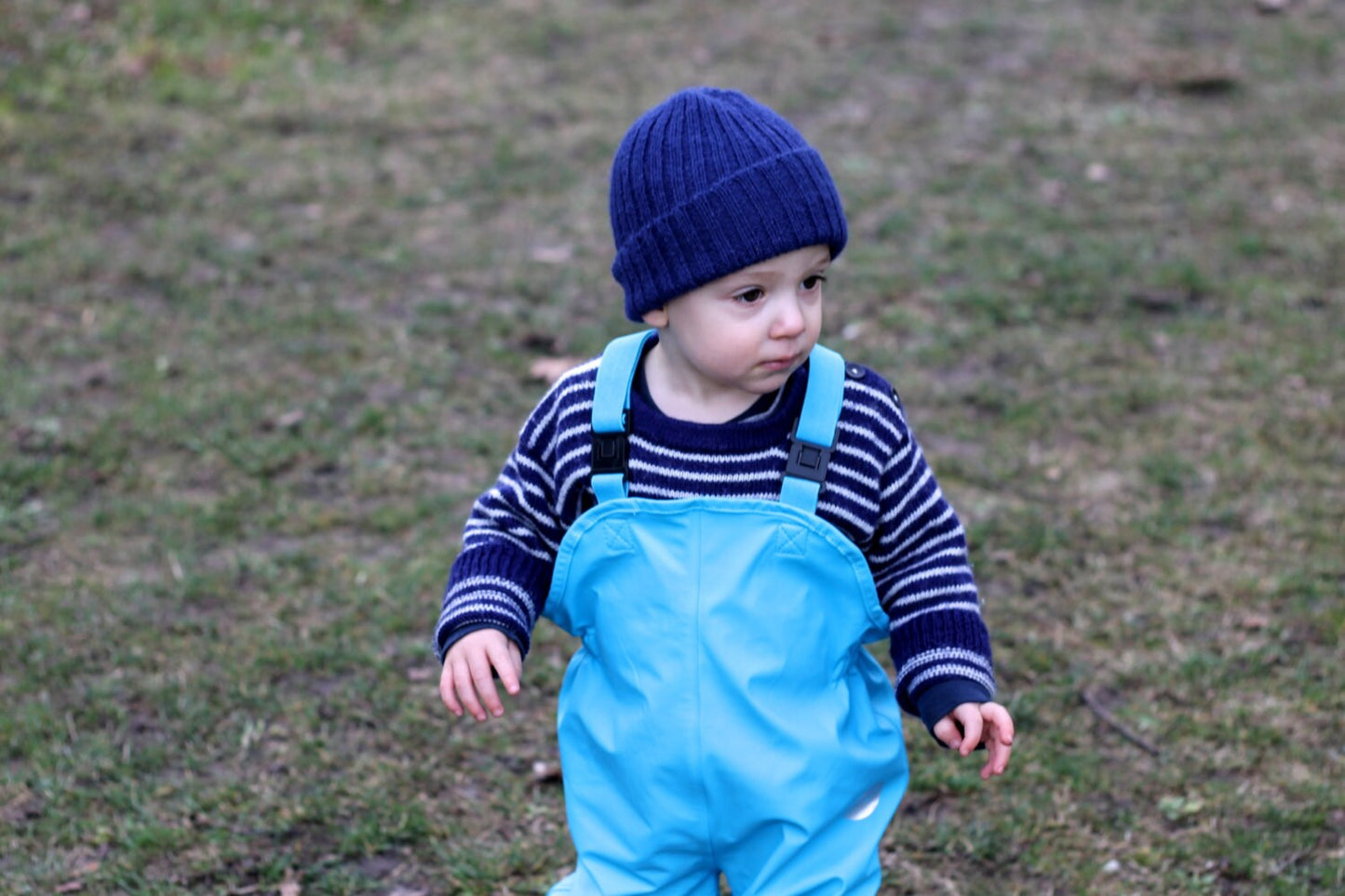 Navy Knitted Beanie for Babies, Toddlers and Children. 100% Alpaca - Handcrafted in Scotland. Newborn gift.